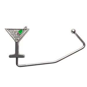 StyleTryx Rhinestone Bedazzled Martini Glass Shaped Purse Hook